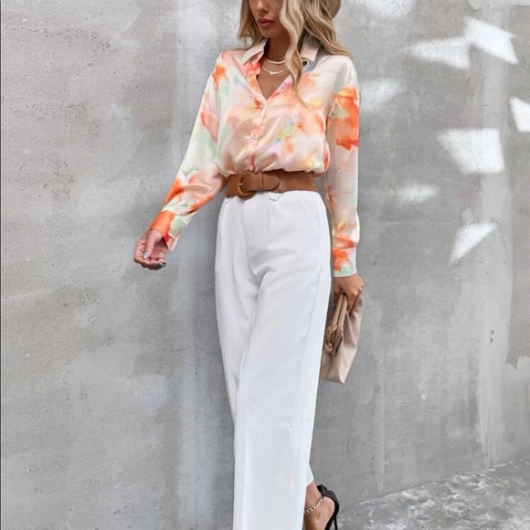 Boho orange tie dye button up blouse - Picture 7 of 7